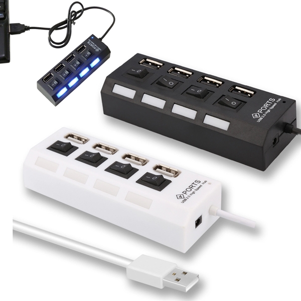 Premium 4 Port USB Hub - On/Off buttons and Indication Light - Premium 4 Port USB Hub - On/Off buttons and Indication Light - Image 0 of 2
