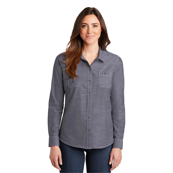 Port Authority Women's Slub Chambray Shirt. - Port Authority Women's Slub Chambray Shirt. - Image 6 of 15