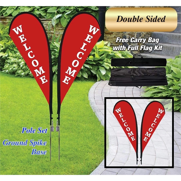 2.08Ft x 5Ft Teardrop Flag-Double Sided Package w/Spike Base - 2.08Ft x 5Ft Teardrop Flag-Double Sided Package w/Spike Base - Image 1 of 1