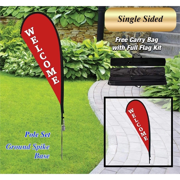 3.33' x7.75' Teardrop Flag Single Sided Package w/Spike Base - 3.33' x7.75' Teardrop Flag Single Sided Package w/Spike Base - Image 1 of 1