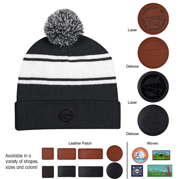 Two-Tone Knit Pom Beanie With Cuff - Two-Tone Knit Pom Beanie With Cuff - Image 4 of 33