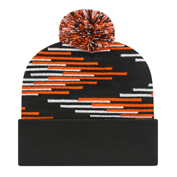 Custom Bar Knit Cap With Cuff
