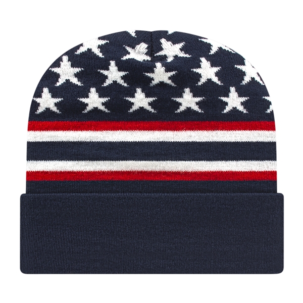 Flag Knit Cap with Cuff - Flag Knit Cap with Cuff - Image 1 of 1
