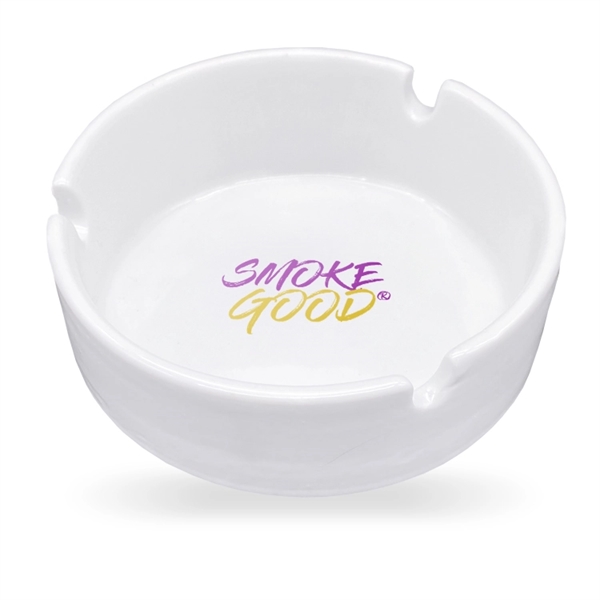 Custom White Glass Ashtrays - Custom White Glass Ashtrays - Image 1 of 5