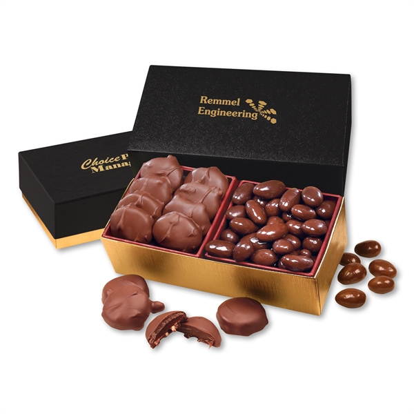 Pecan Clusters & Chocolate Almonds in Black & Gold Box - Pecan Clusters & Chocolate Almonds in Black & Gold Box - Image 0 of 1