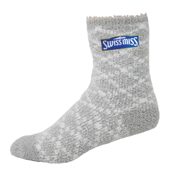 Fuzzy Crew Socks with Direct Embroidery - Fuzzy Crew Socks with Direct Embroidery - Image 0 of 6