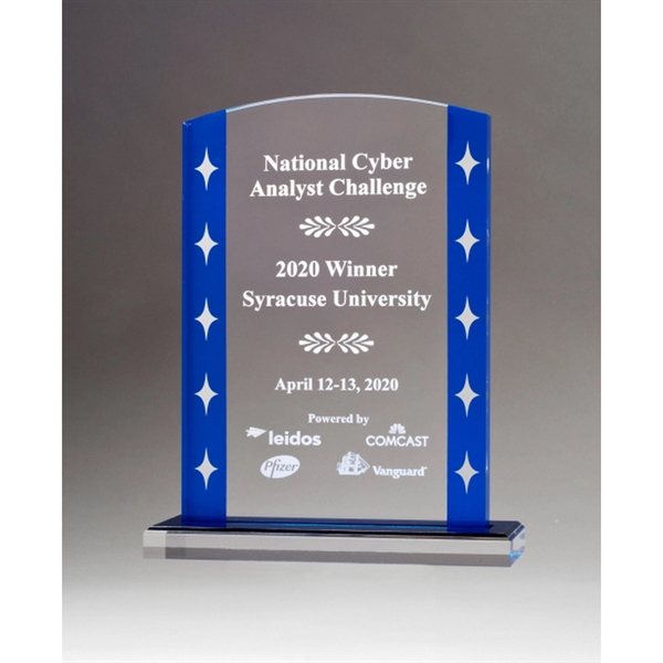 Clear Acrylic Award with Blue Edges and Silver Stars - Clear Acrylic Award with Blue Edges and Silver Stars - Image 0 of 0