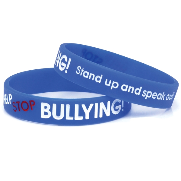 1/2" Blue Help Stop Bullying Silicone Wristbands