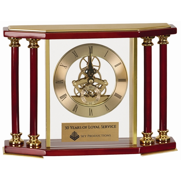 7 1/4" Executive 4-Pillar Piano Finish Clock - 7 1/4" Executive 4-Pillar Piano Finish Clock - Image 0 of 3