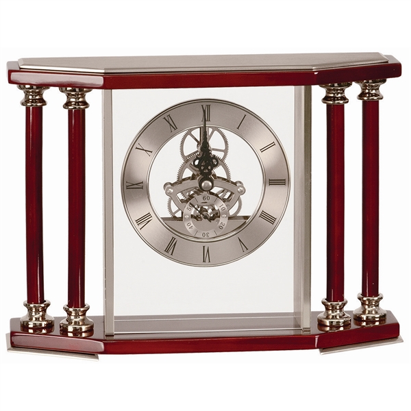 7 1/4" Executive 4-Pillar Piano Finish Clock - 7 1/4" Executive 4-Pillar Piano Finish Clock - Image 2 of 3