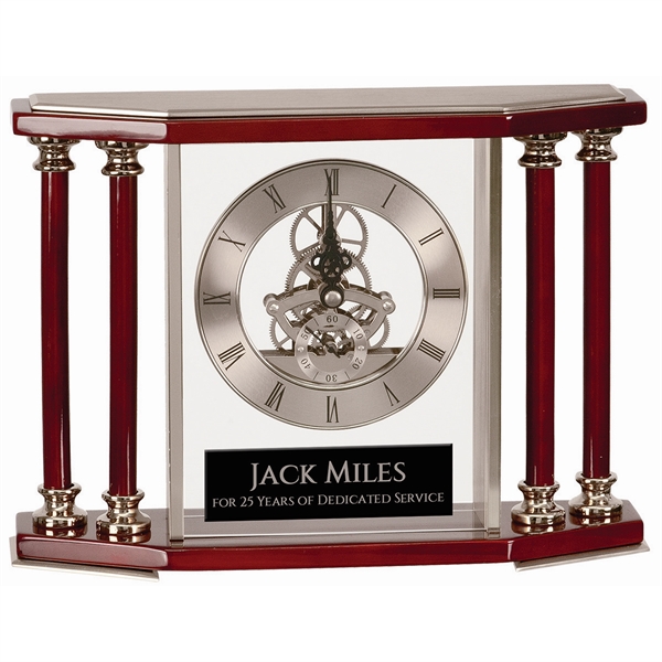 7 1/4" Executive 4-Pillar Piano Finish Clock - 7 1/4" Executive 4-Pillar Piano Finish Clock - Image 3 of 3