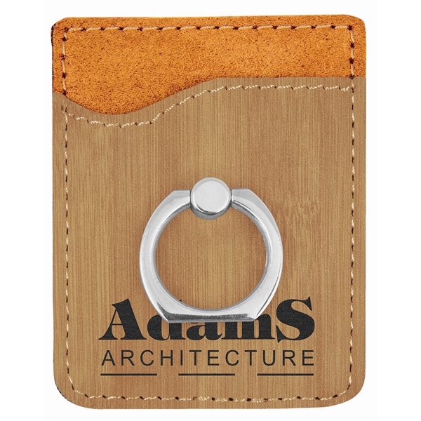 Bamboo Leatherette Phone Wallet With Silver Ring