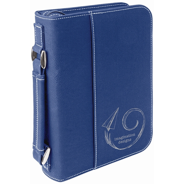 6 3/4" x 9 1/4" Blue/Silver Leatherette Book/Bible Cover
