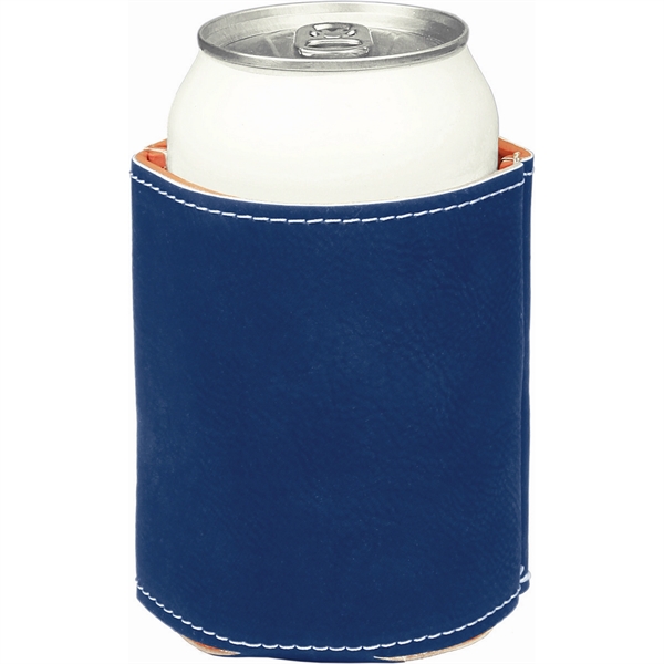 3 3/4" Blue/Silver Leatherette Beverage Holder - 3 3/4" Blue/Silver Leatherette Beverage Holder - Image 1 of 1