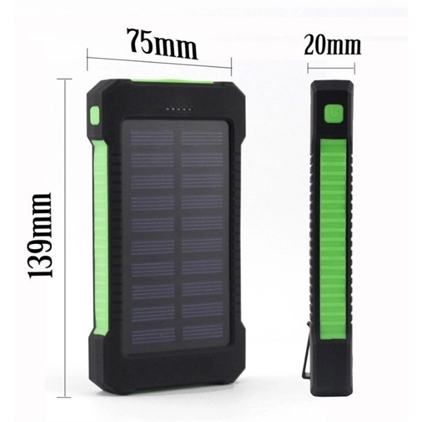 Waterproof 10000mAh Solar Power Bank wz Compass - Waterproof 10000mAh Solar Power Bank wz Compass - Image 1 of 1