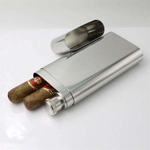 Hip Flask with Cigar Case - Hip Flask with Cigar Case - Image 0 of 1