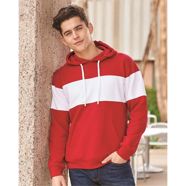 J. America Varsity Fleece Colorblocked Hooded Sweatshirt - J. America Varsity Fleece Colorblocked Hooded Sweatshirt - Image 0 of 18