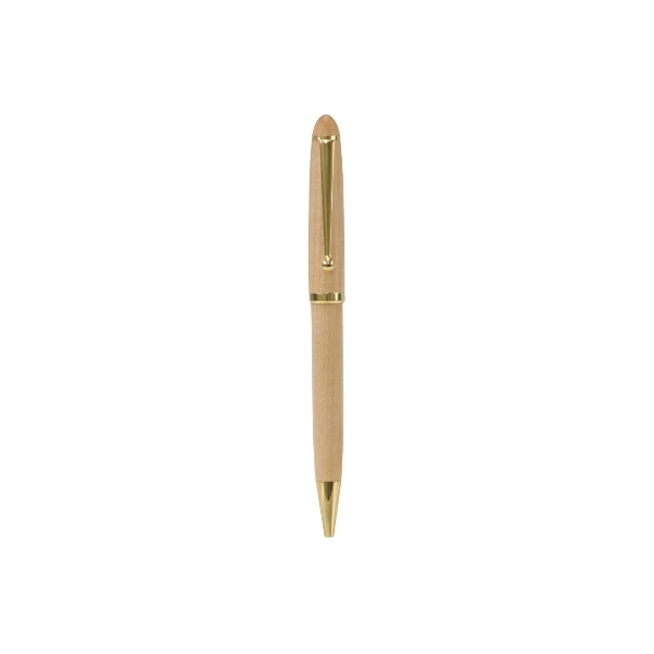 5.375" - Wood Pen with Gold Trim - Laser Engraved