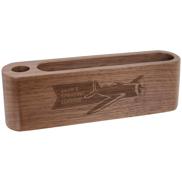5.25" Walnut Business Card and Pen Holder - 5.25" Walnut Business Card and Pen Holder - Image 0 of 0