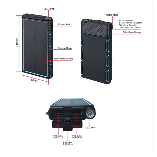 Waterproof Solar Power Bank - Waterproof Solar Power Bank - Image 2 of 2