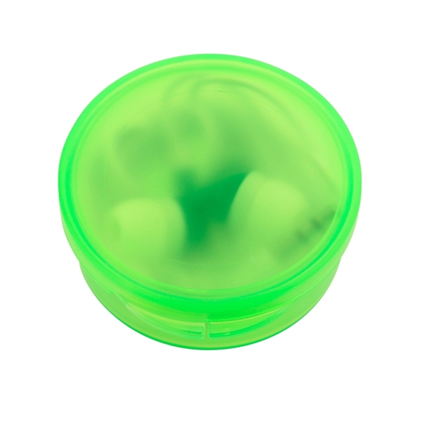 Handy Earbuds in a Round Plastic Case - Handy Earbuds in a Round Plastic Case - Image 1 of 14