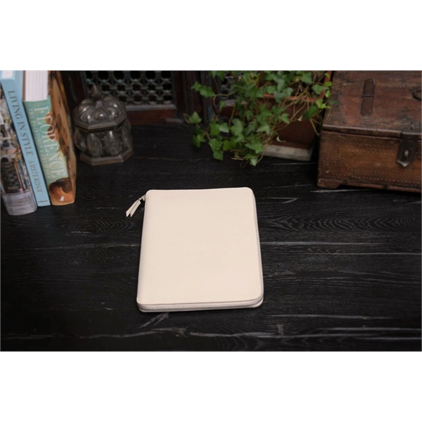 Pebble Leather Large-Size Zippered Padfolio - Luna White - Pebble Leather Large-Size Zippered Padfolio - Luna White - Image 0 of 5