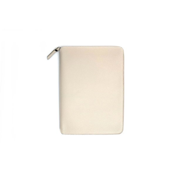 Pebble Leather Large-Size Zippered Padfolio - Luna White - Pebble Leather Large-Size Zippered Padfolio - Luna White - Image 2 of 5