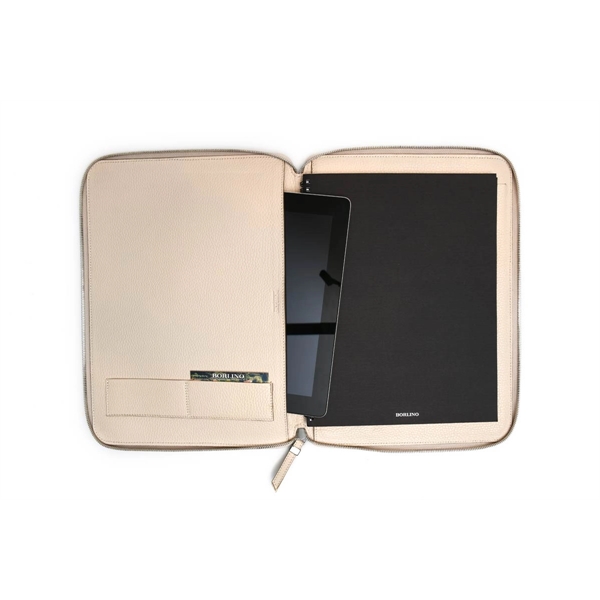 Pebble Leather Large-Size Zippered Padfolio - Luna White - Pebble Leather Large-Size Zippered Padfolio - Luna White - Image 3 of 5