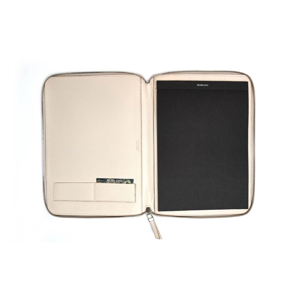 Pebble Leather Large-Size Zippered Padfolio - Luna White - Pebble Leather Large-Size Zippered Padfolio - Luna White - Image 4 of 5