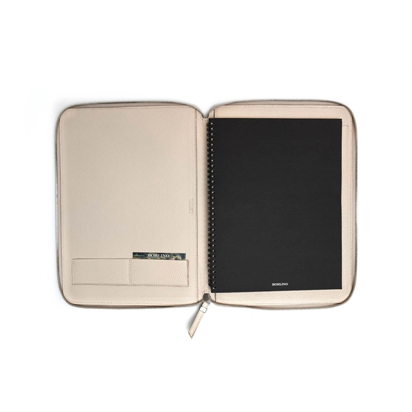 Pebble Leather Large-Size Zippered Padfolio - Luna White - Pebble Leather Large-Size Zippered Padfolio - Luna White - Image 5 of 5