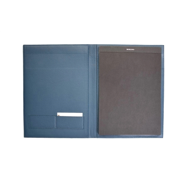 Large Pebble Calf Leather Executive Padfolio - Ocean Blue - Large Pebble Calf Leather Executive Padfolio - Ocean Blue - Image 3 of 5