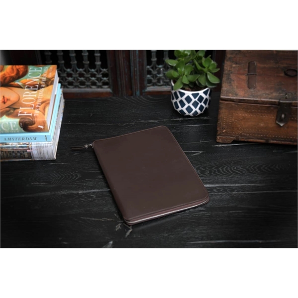 Smooth Leather Large-Size Zippered Padfolio - Walnut Brown - Smooth Leather Large-Size Zippered Padfolio - Walnut Brown - Image 0 of 5