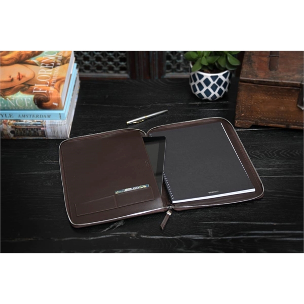 Smooth Leather Large-Size Zippered Padfolio - Walnut Brown - Smooth Leather Large-Size Zippered Padfolio - Walnut Brown - Image 1 of 5