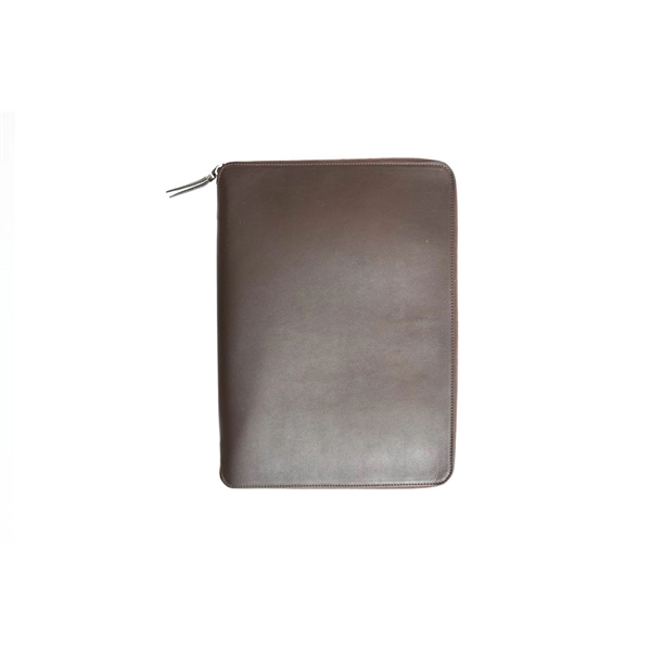 Smooth Leather Large-Size Zippered Padfolio - Walnut Brown - Smooth Leather Large-Size Zippered Padfolio - Walnut Brown - Image 2 of 5