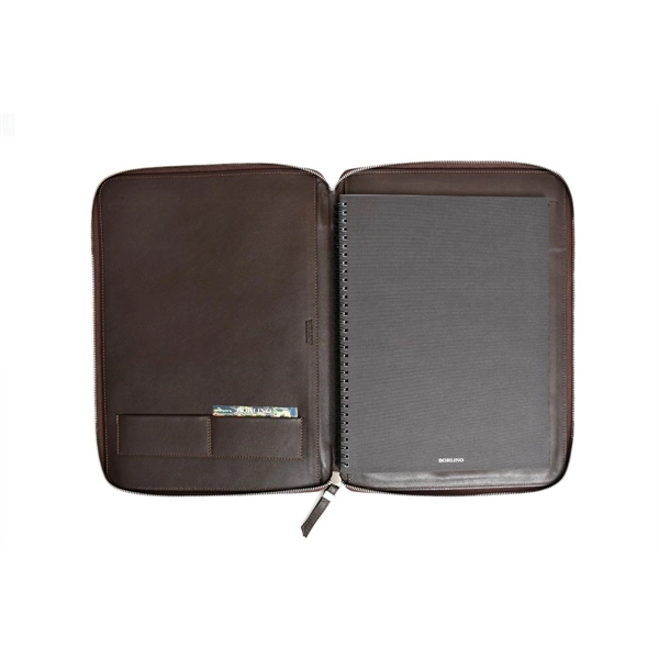 Smooth Leather Large-Size Zippered Padfolio - Walnut Brown - Smooth Leather Large-Size Zippered Padfolio - Walnut Brown - Image 3 of 5