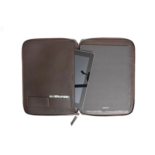 Smooth Leather Large-Size Zippered Padfolio - Walnut Brown - Smooth Leather Large-Size Zippered Padfolio - Walnut Brown - Image 4 of 5