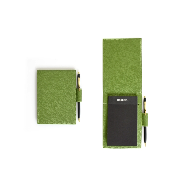 Pebble Calf Leather Pocket-Size Jotter Tablet - Lime - Pebble Calf Leather Pocket-Size Jotter Tablet - Lime - Image 0 of 2