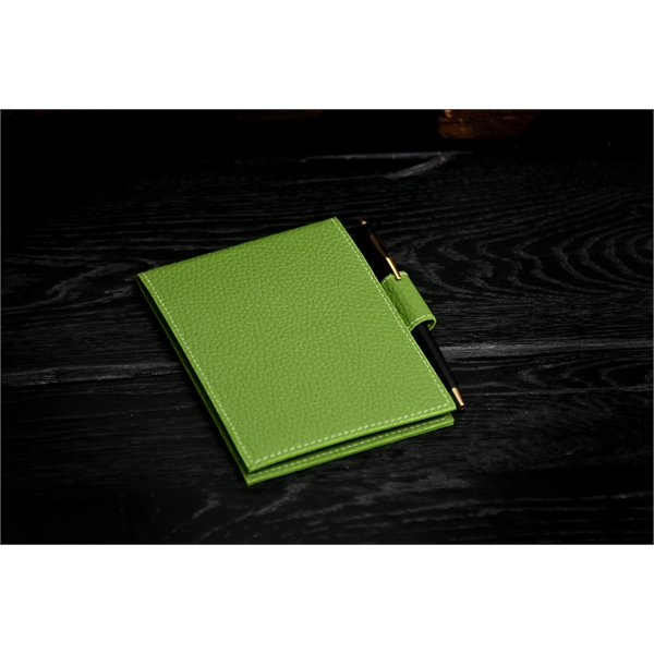 Pebble Calf Leather Pocket-Size Jotter Tablet - Lime - Pebble Calf Leather Pocket-Size Jotter Tablet - Lime - Image 1 of 2