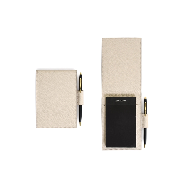 Pebble Calf Leather Pocket-Size Jotter Tablet - Luna White - Pebble Calf Leather Pocket-Size Jotter Tablet - Luna White - Image 0 of 2