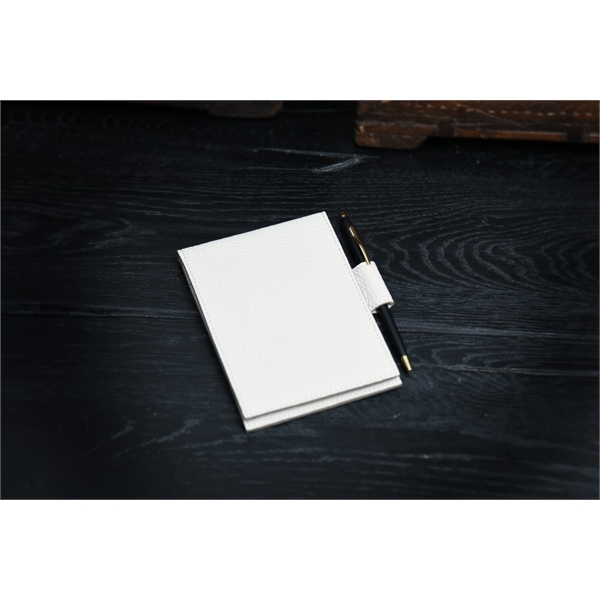 Pebble Calf Leather Pocket-Size Jotter Tablet - Luna White - Pebble Calf Leather Pocket-Size Jotter Tablet - Luna White - Image 1 of 2