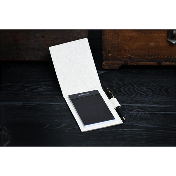 Pebble Calf Leather Pocket-Size Jotter Tablet - Luna White - Pebble Calf Leather Pocket-Size Jotter Tablet - Luna White - Image 2 of 2