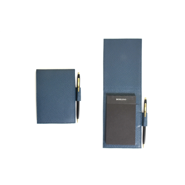 Pebble Calf Leather Pocket-Size Jotter Tablet - Ocean Blue - Pebble Calf Leather Pocket-Size Jotter Tablet - Ocean Blue - Image 0 of 2