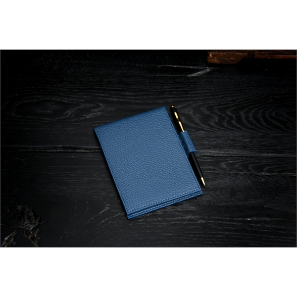 Pebble Calf Leather Pocket-Size Jotter Tablet - Ocean Blue - Pebble Calf Leather Pocket-Size Jotter Tablet - Ocean Blue - Image 1 of 2