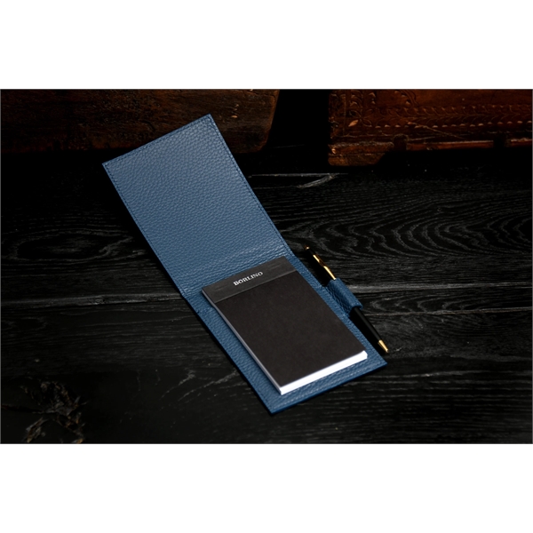 Pebble Calf Leather Pocket-Size Jotter Tablet - Ocean Blue - Pebble Calf Leather Pocket-Size Jotter Tablet - Ocean Blue - Image 2 of 2
