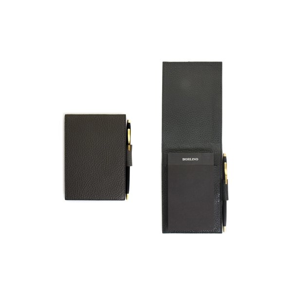 Pebble Calf Leather Pocket-Size Jotter Tablet - Onyx Black - Pebble Calf Leather Pocket-Size Jotter Tablet - Onyx Black - Image 0 of 2