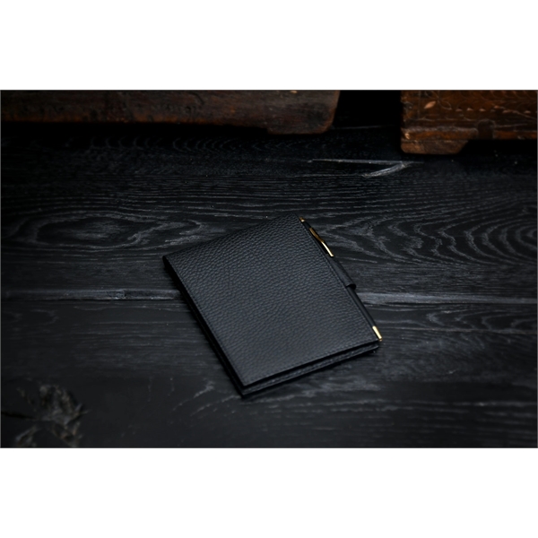 Pebble Calf Leather Pocket-Size Jotter Tablet - Onyx Black - Pebble Calf Leather Pocket-Size Jotter Tablet - Onyx Black - Image 1 of 2