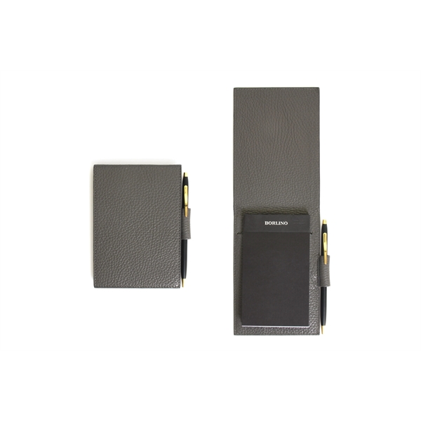 Pebble Calf Leather Pocket-Size Jotter Tablet - Pewter Gray - Pebble Calf Leather Pocket-Size Jotter Tablet - Pewter Gray - Image 0 of 2