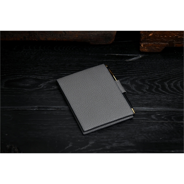 Pebble Calf Leather Pocket-Size Jotter Tablet - Pewter Gray - Pebble Calf Leather Pocket-Size Jotter Tablet - Pewter Gray - Image 1 of 2