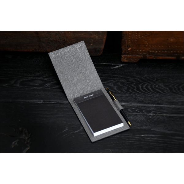 Pebble Calf Leather Pocket-Size Jotter Tablet - Pewter Gray - Pebble Calf Leather Pocket-Size Jotter Tablet - Pewter Gray - Image 2 of 2