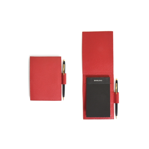 Pebble Calf Leather Pocket-Size Jotter Tablet - Lava Red - Pebble Calf Leather Pocket-Size Jotter Tablet - Lava Red - Image 0 of 2
